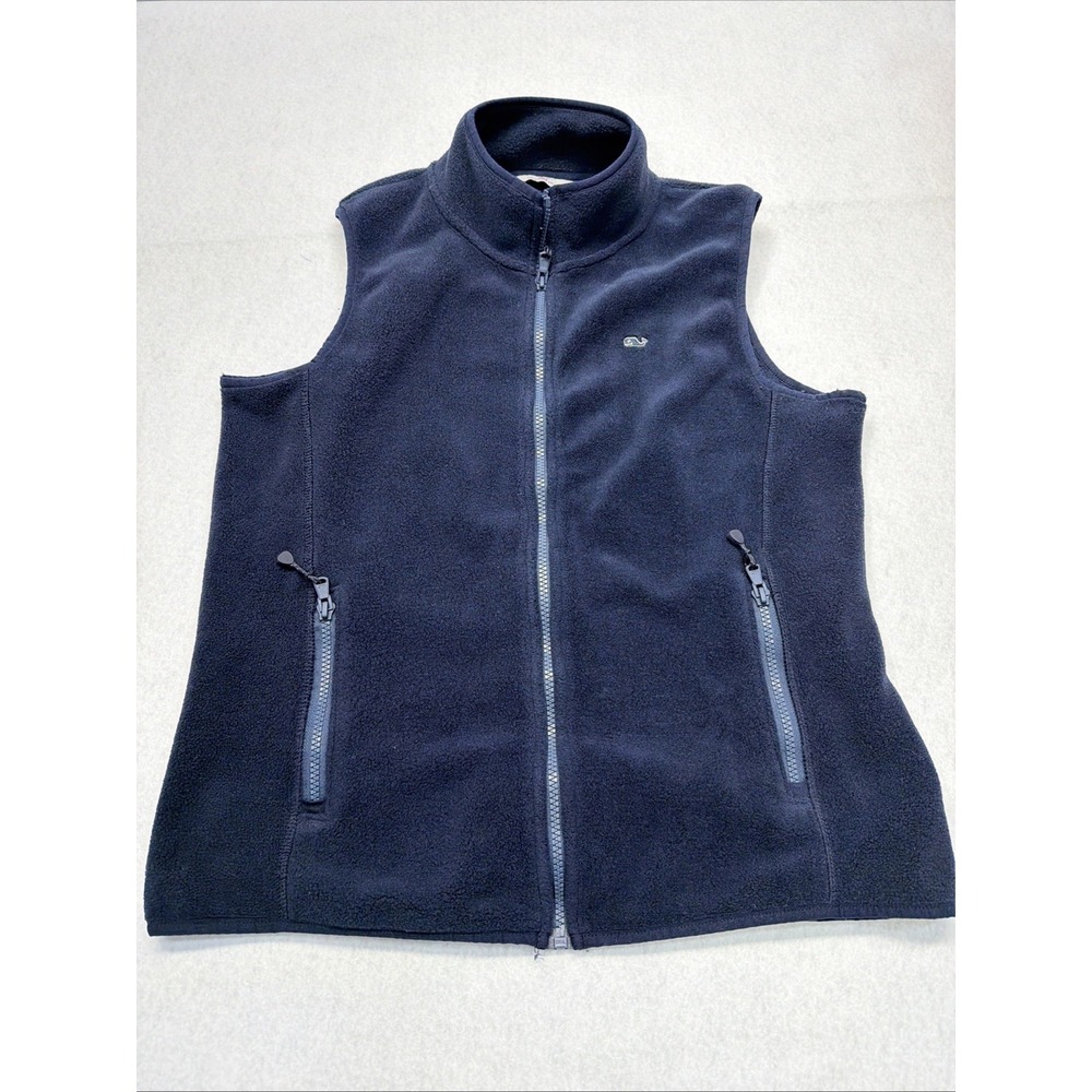 Vineyard Vines Vest Women's Size Small Navy Blue Full Zip Sleeveless‎ Logo Whale
